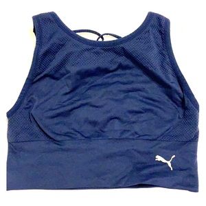 Puma blue strappy back blue workout crop top
